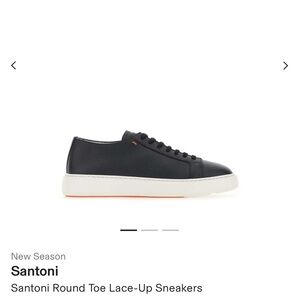 Brand New! Santoni Black Leather Sneakers sz 9